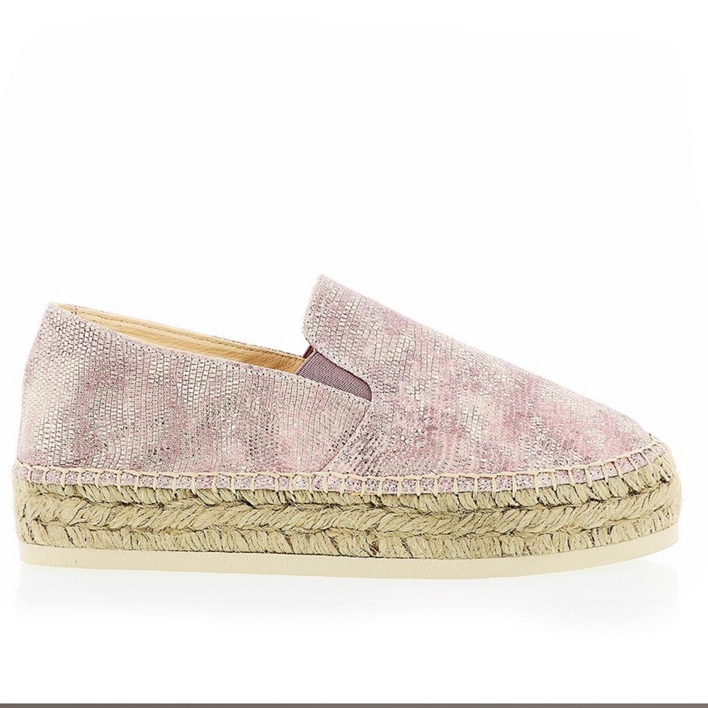 GABRIELLA MICHEL Pink Silver Metallic Michel Espadrille Slip On sz 40=9.5